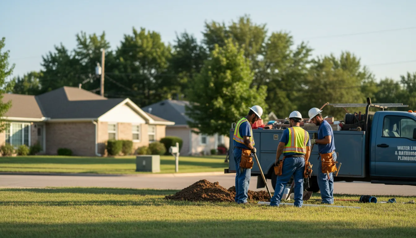 Residential water line and bathroom plumbing service in Cable, OH